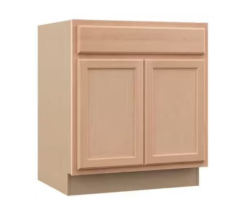 Hampton Bay Recessed Panel 30 in. W x 24 in. D x 34.5 in. H Assembled Sink Base Kitchen Cabinet in Unfinished
