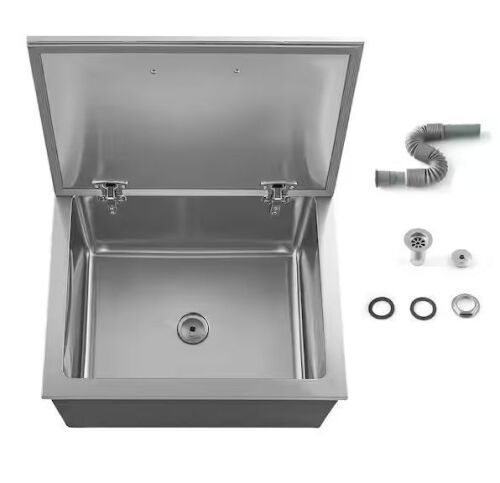 VEVOR Drop-in Ice Chest 20x16x13in Stainless Steel, 44.7Qt. Commercial Ice Bin with Flip Lid & Drain
