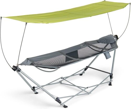 Lucania Portable Hammock with Stand and Canopy - Foldable Freestanding Heavy Duty Hammock for Indoor, Outdoor, Camping, Patio & Backyard (290 lbs Capacity)