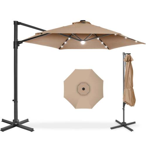 360 LED Rotating Cantilever Offset Patio Umbrella - 10ft