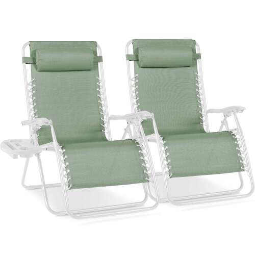 Set of 2 Extra Wide Adjustable Zero Gravity Patio Chair Recliners