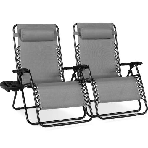Set of 2 Extra Wide Adjustable Zero Gravity Patio Chair Recliners