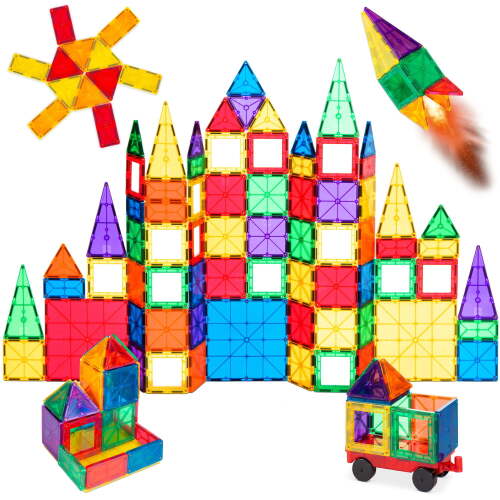 110-Piece Kids Magnetic Tiles Set, Educational Building STEM Toy w/ Case