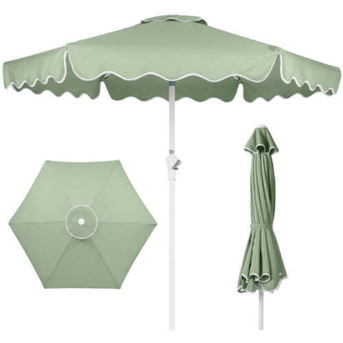 7.5ft Patio Market Umbrella,Wavy Trim, UV-Fade-Resistant, Crank & Tilt