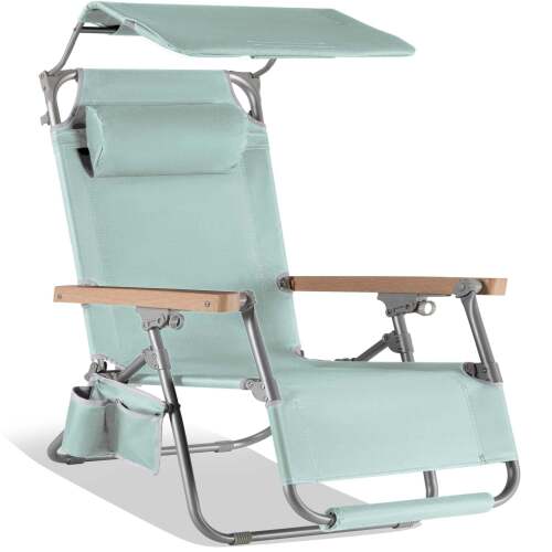 Beach Chair with Adjustable Canopy, Zero Gravity with Carry Straps