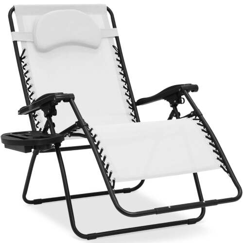 Oversized Reclining Zero Gravity Chair Lounger w/ Cup Holder, Pillow