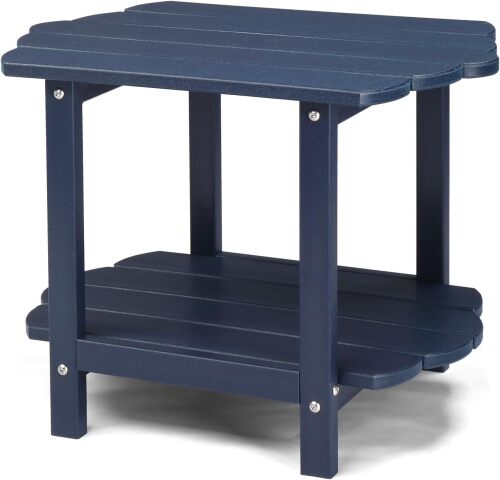 Outvita Outdoor Side Table, 2-Tier HDPE Adirondack Small Side Tables Weather Resistant Patio End Table for Backyard Poolside Porch Balcony