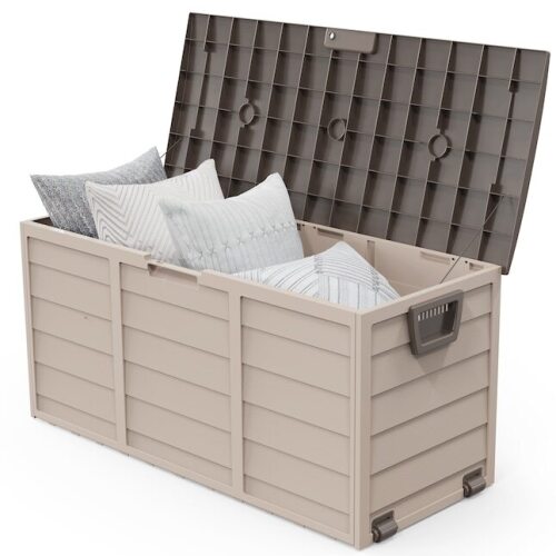 75 Gallon 110lbs Collapsible Outdoor Storage Box/Lockable Plastic Storage Containers with Lid