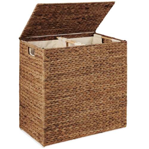 Large Laundry Hamper W/ Lid, Woven Laundry Basket, W/ Liner, 30 Gal (114L)