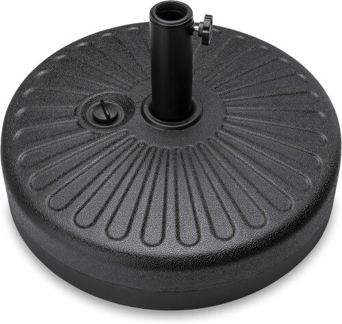 Fillable Umbrella Base Stand Round Sunburst Plastic Patio Umbrella Base Stand, Pole Holder for Outdoor, Lawn w/ 55lbs Weight Capacity, Adjustment Knob