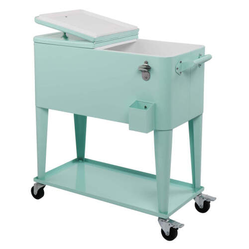 80 Quart Portable Outdoor Patio Rolling Cooler Cart Green