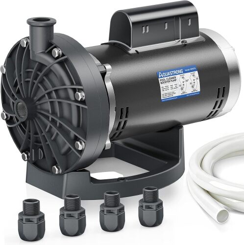 Aquastrong PB4-60 Pool Booster Pump, Pure Copper Motor, 3/4 HP, Dual Voltage 115V/230V, Low Noise, Wide Compatibility, Easy Installation for Pressure-Side Pool Cleaners Vac-Sweep 280, 380, 3900-Black