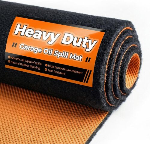 Heavy Duty Oil Spill Mat, Garage Floor Mat for Under Car, 64" X 32", Waterproof, 1/4" Rubber Backing Protects Floor, Reusable, Absorbs All Types of Spills, Oil Absorbent Pads (Black, 64" x 32")