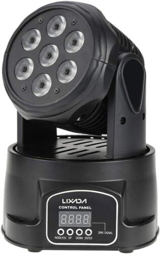 Moving Head Light 7x10W Moving Head 4 In 1 RGBW Professional 9/14 Channels DMX-512 DJ lights 100W AC 100-240V Sound Active for KTV Club Bar Party Disco DJ Show Bands