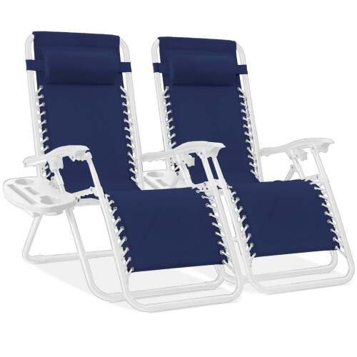Set of 2 Adjustable Zero Gravity Patio Chair Recliners w/ Cup Holders