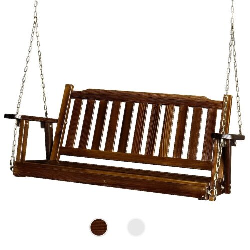 VINGLI 4 FT 880 LBS Outdoor Porch Swing/Patio Hanging Swing Bench for Yard Rustic