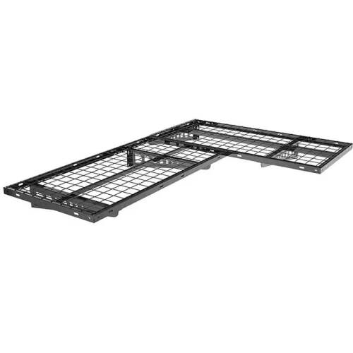 FLEXIMOUNTS 2-Pack 2x4ft Corner Wall Shelving Garage Storage Rack, 24-inch-by-48-inch Floating Shelves, Black