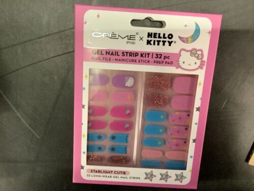 The Crème Shop x Hello Kitty Gel Nail Strip Kit 32pc with Nail File, Manicure Stick, Prep Pads, 6-Pack