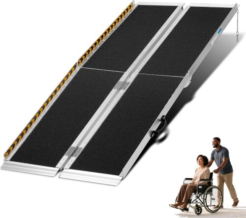 Winado 6 Feet Portable Wheelchair Ramp for Home Steps, 600Lbs Non-Slip Aluminum Folded Handicap Ramp with Handle, Sturdy Wheel Chair Ramps for Home Entry, Stairs, Doorways