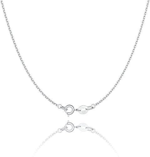 Jewlpire 925 Sterling Silver Chain Necklace for Women, 1.1mm Cable Chains 18K Gold Plated Chain for Women, Thin Sturdy Women's Chains Necklace