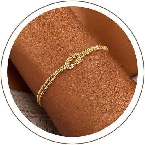 KOHOTA Silver Gold Bracelets for Women Trendy Bracelet Stack Non Tarnish 14K Gold & Silver Plated Stackable Bracelet, Dainty Heart Pearl Knot Beaded Chain, Matching Couple Friendship Jewelry Gifts