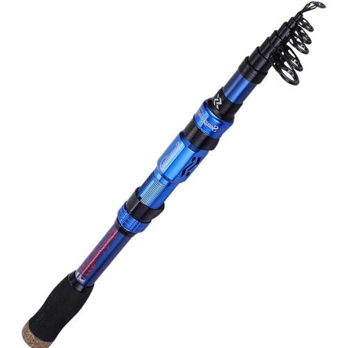 Sougayilang Telescopic Fishing Rod – 24 Ton Carbon Fiber,CNC Machined Reel Seat, Comfortable EVA Handle, Travel Fishing Rod for Bass Trout Fishing(BLUE)
