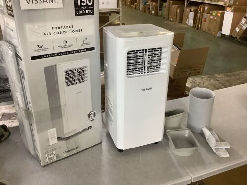 Vissani 5,000 BTU 115-Volt 3-in-1 Portable Air Conditioner Unit Cools 150 sq. ft. with Dehumidifier and Remote in White