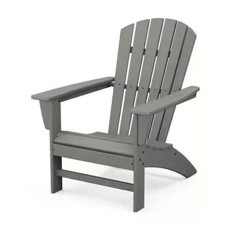 POLYWOOD Grant Park Traditional Curveback Slate Grey Plastic Patio Adirondack Chair Outdoor