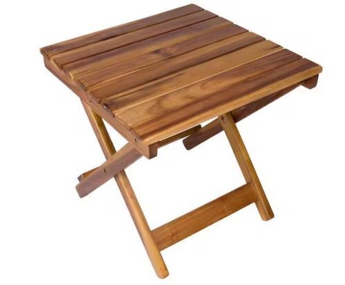 Shine Company 19in. Oak Adirondack Outdoor Square Folding Acacia Side Table