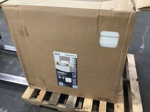 Hampton Bay Westfield Feather White Assembled Sink Base Kitchen Cabinet (36 in. W x 23.75 in. D x 35 in. H) - Damage to Back