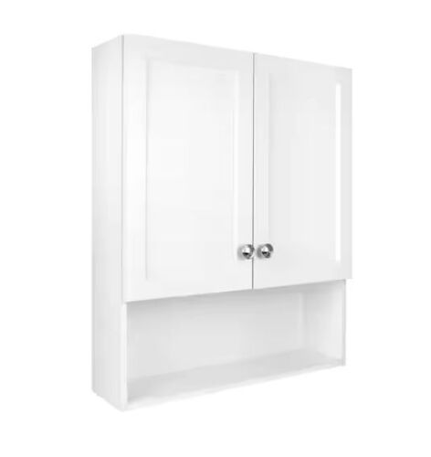 Glacier Bay 22-7/8 in. W. x 27-7/8 in. H Framed Surface-Mount Rectangular Bathroom Medicine Cabinet with Mirror, White
