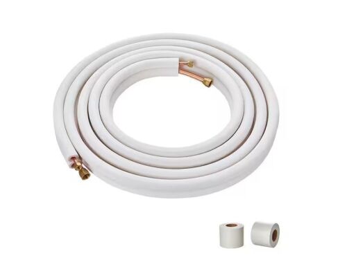 VEVOR 25 ft. Mini Split Line Set, 1/4 in. & 3/8 in. O. D Copper Pipes Tubing and Triple-Layer Insulation, with Wrapping Strips