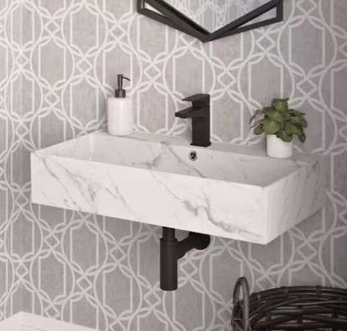 Swiss Madison Claire 22 in. Rectangle Wall-Mount Bathroom Sink in White Marble