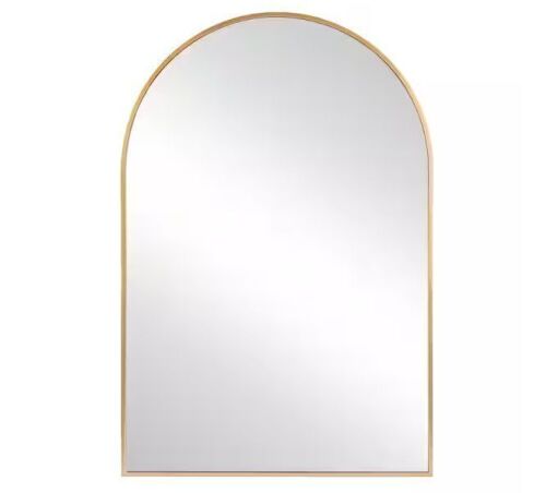 24 in. W x 36 in. H Arched Gold Aluminum Alloy Framed Wall Mirror Decorative Wall Mirror