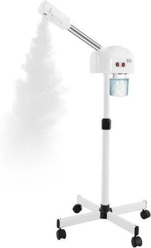 Professional Facial Steamer on Wheels with Hot Mist & Timer, Adjustable Height and 360° Rotatable Nozzle