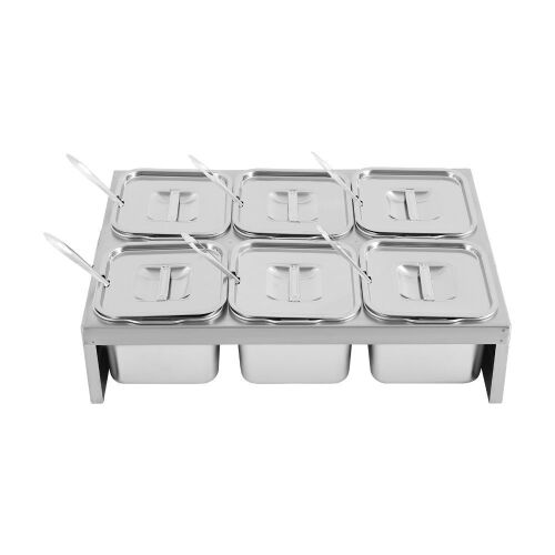 6x2L Condiment and Topping Station with Lids