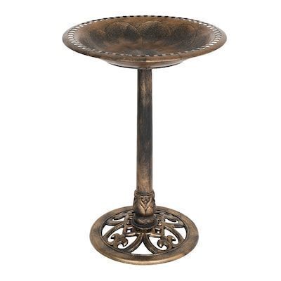 VINGLI 28-in H Antique Copper Resin Birdbath