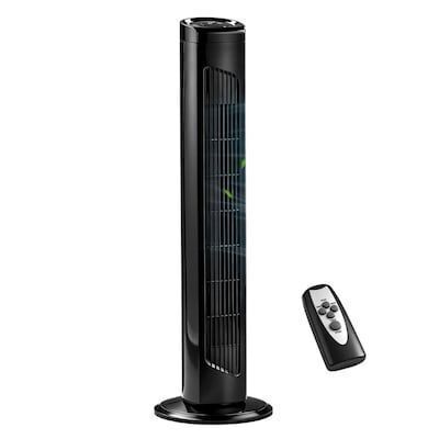 34 inch 3 Speeds Oscillating Tower Fan in Black with Remote Control and Timer