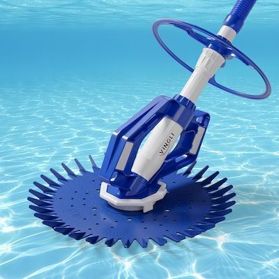 VINGLI Automatic Pool Vacuum Cleaner with with 33FT Hoses Navy Blue and White
