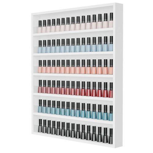 OmySalon 6 Layers Wall Mount Nail Polish Organizer Rack w/Acrylic Baffle