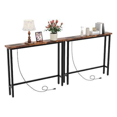 VINGLI 79W x 31H Console Table with Power Outlet, Set of 2