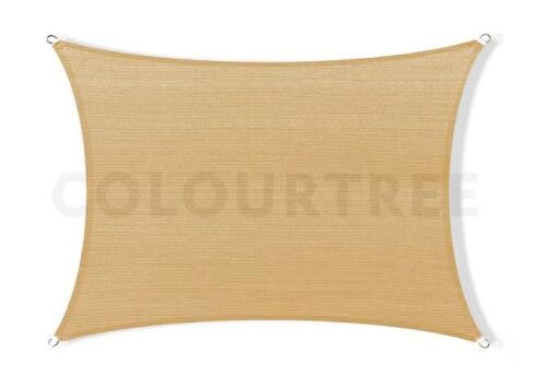COLOURTREE 10 ft. x 13 ft. 190 GSM Sand Beige Rectangle Sun Shade Sail Screen Canopy, Outdoor Patio and Pergola Cover