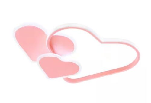 20.47 in. 1-Light Pink Modern Heart-Shaped Selectable LED Semi-Flush Mount Ceiling Light with Remote Control