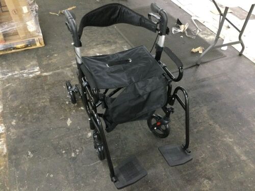 2-in-1 Rolling Rollator Wheelchair Walker