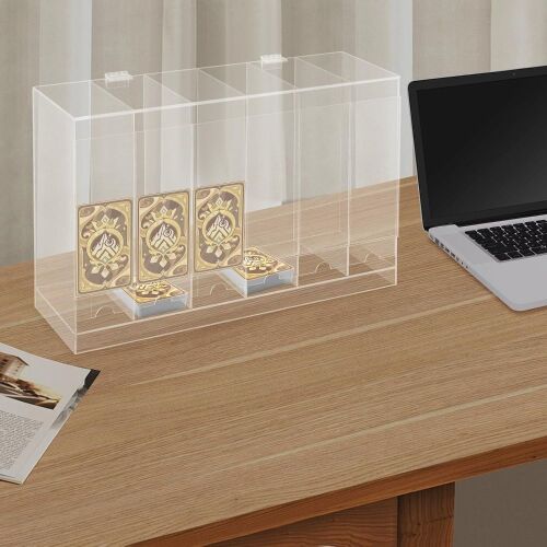 6 Slot Acrylic Booster Pack Dispenser, Clear TCG Card Organizer with Lid