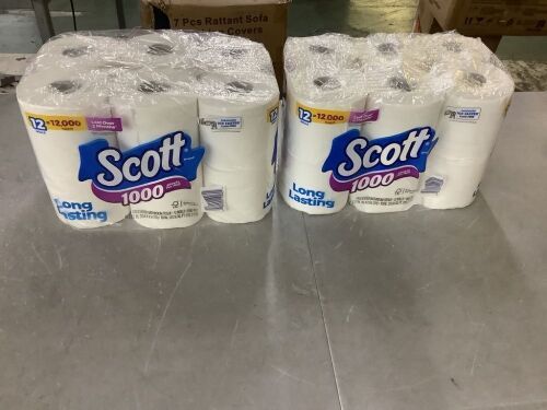 Lot of (2) Scott White Toilet Tissue, 12 Rolls