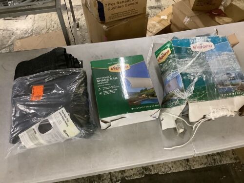 Lot of (2) Shade Sails & (1) Mesh Tarp