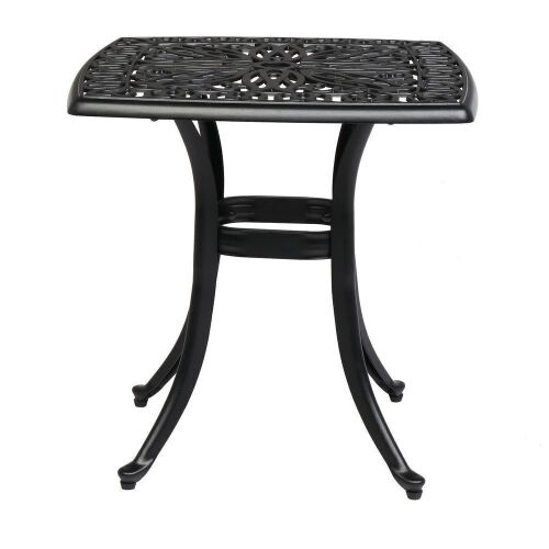 21" Sqaure Outdoor Side Table with Umbrella Hole Black