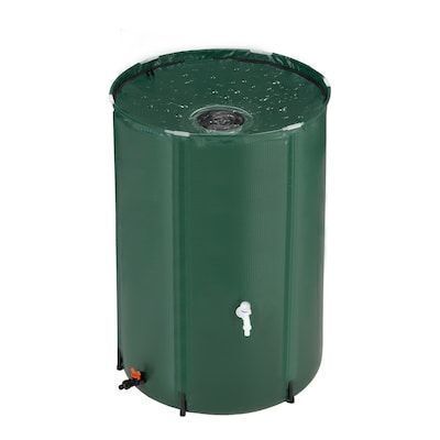 VINGLI 100-Gallon Green Collapsible Rain Barrel with Filter Spigot Overflow Kit