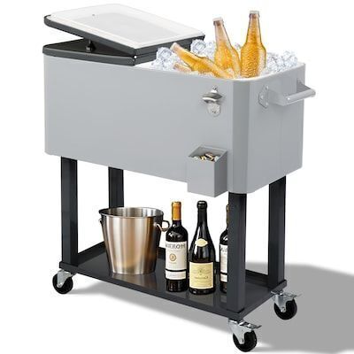 VINGLI 80 Quarts Rolling Ice Chest with Shelf